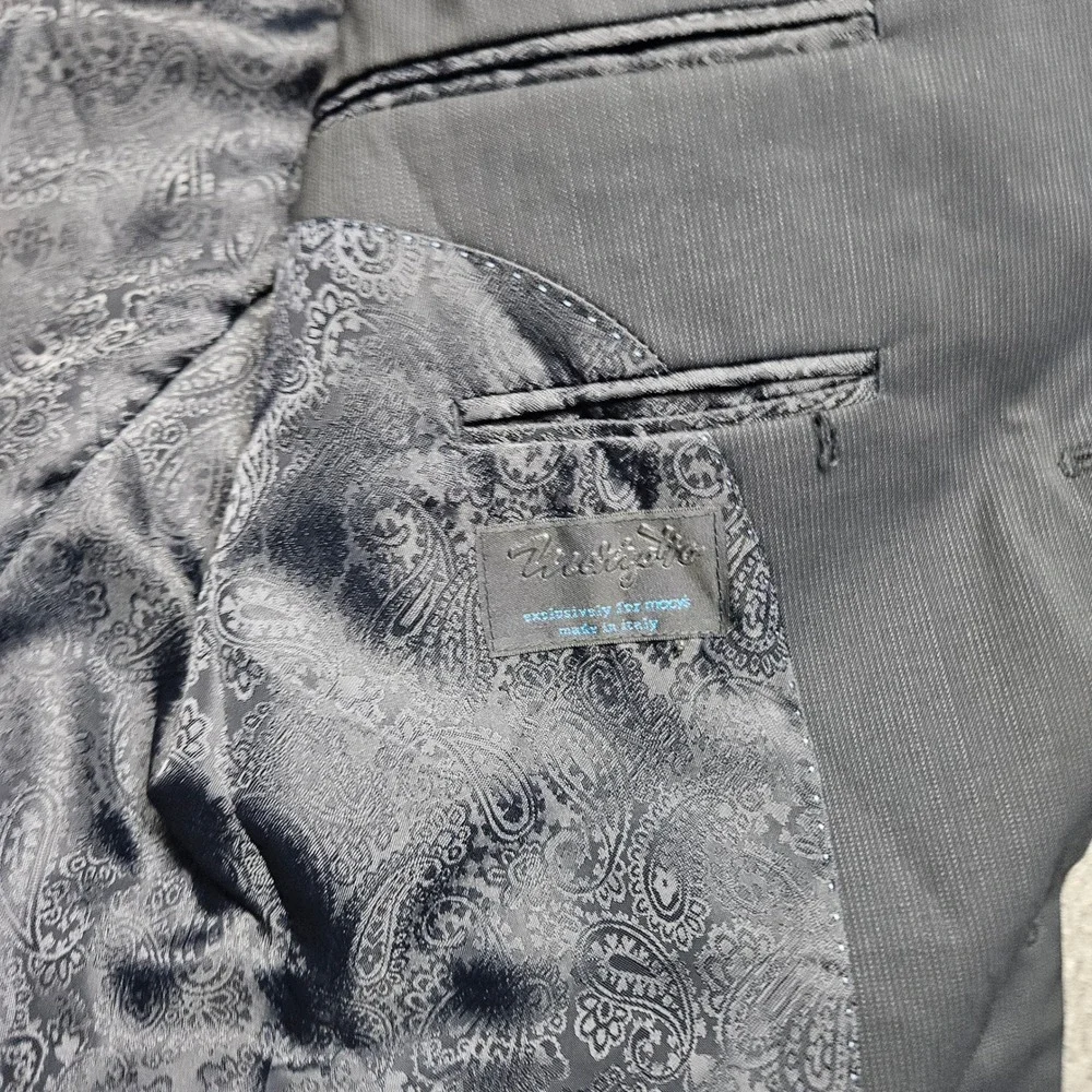 Material London Marzotto Suit Jacket Mens 38R Charcoal Grey Wool Blend Blazer
